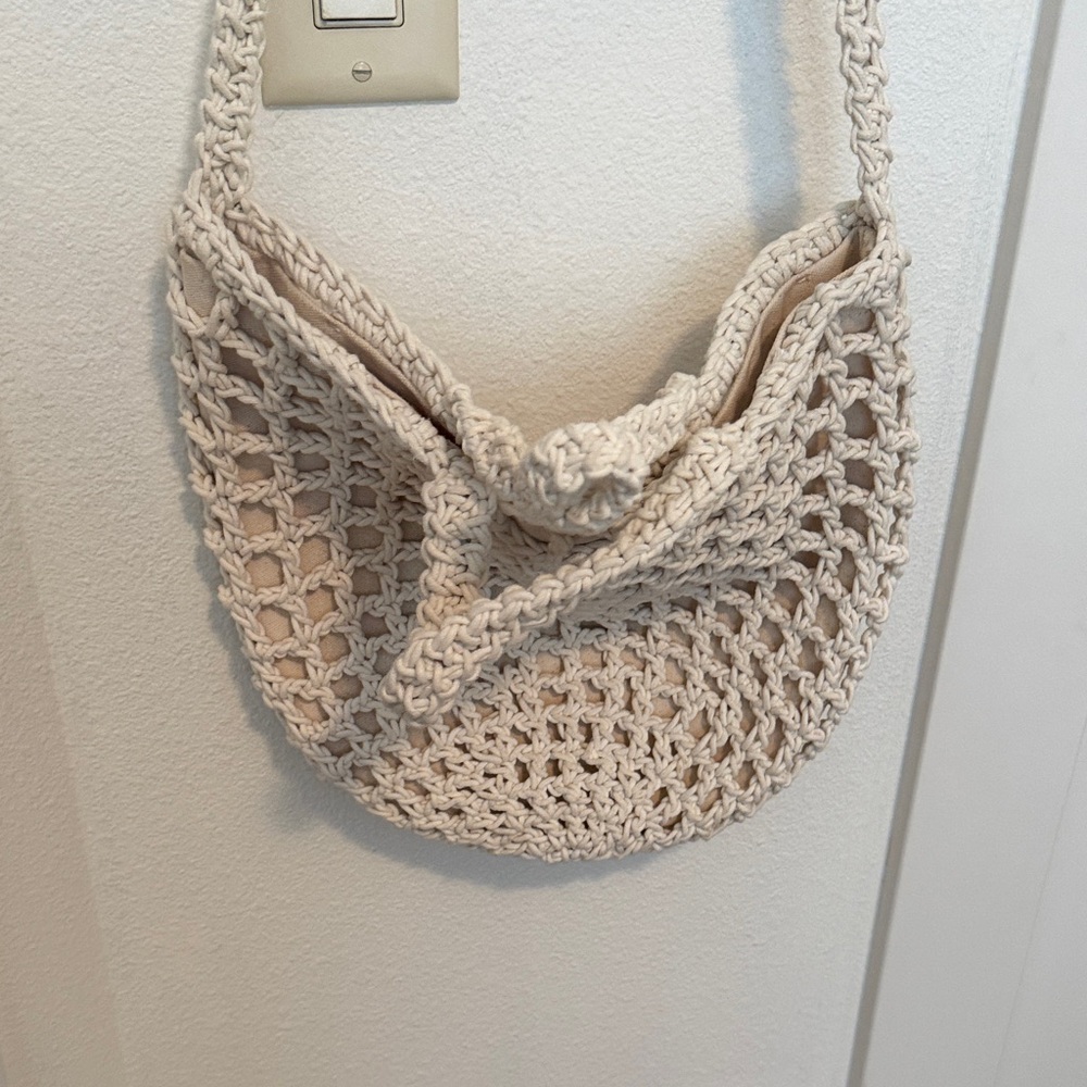 Madewell Ivory Macramé Tote with Canvas Lining - Picture 2 of 3